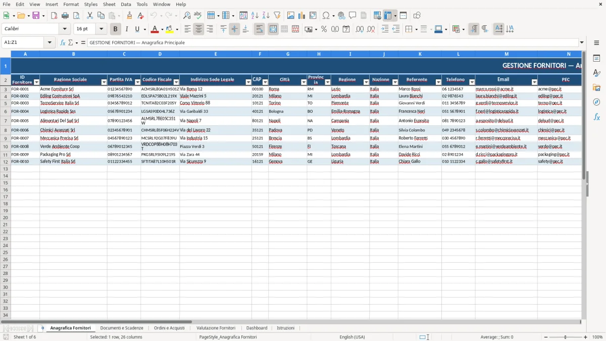 Modello Rid Gratis Gestione Fornitori Excel Modello Gratis (2026)