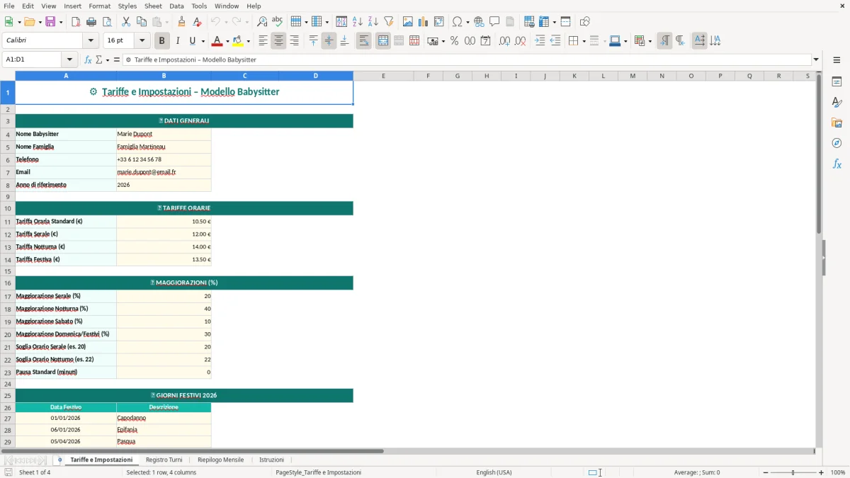 Modello Rid Gratis Babysitter Excel Modello Gratis (2026)